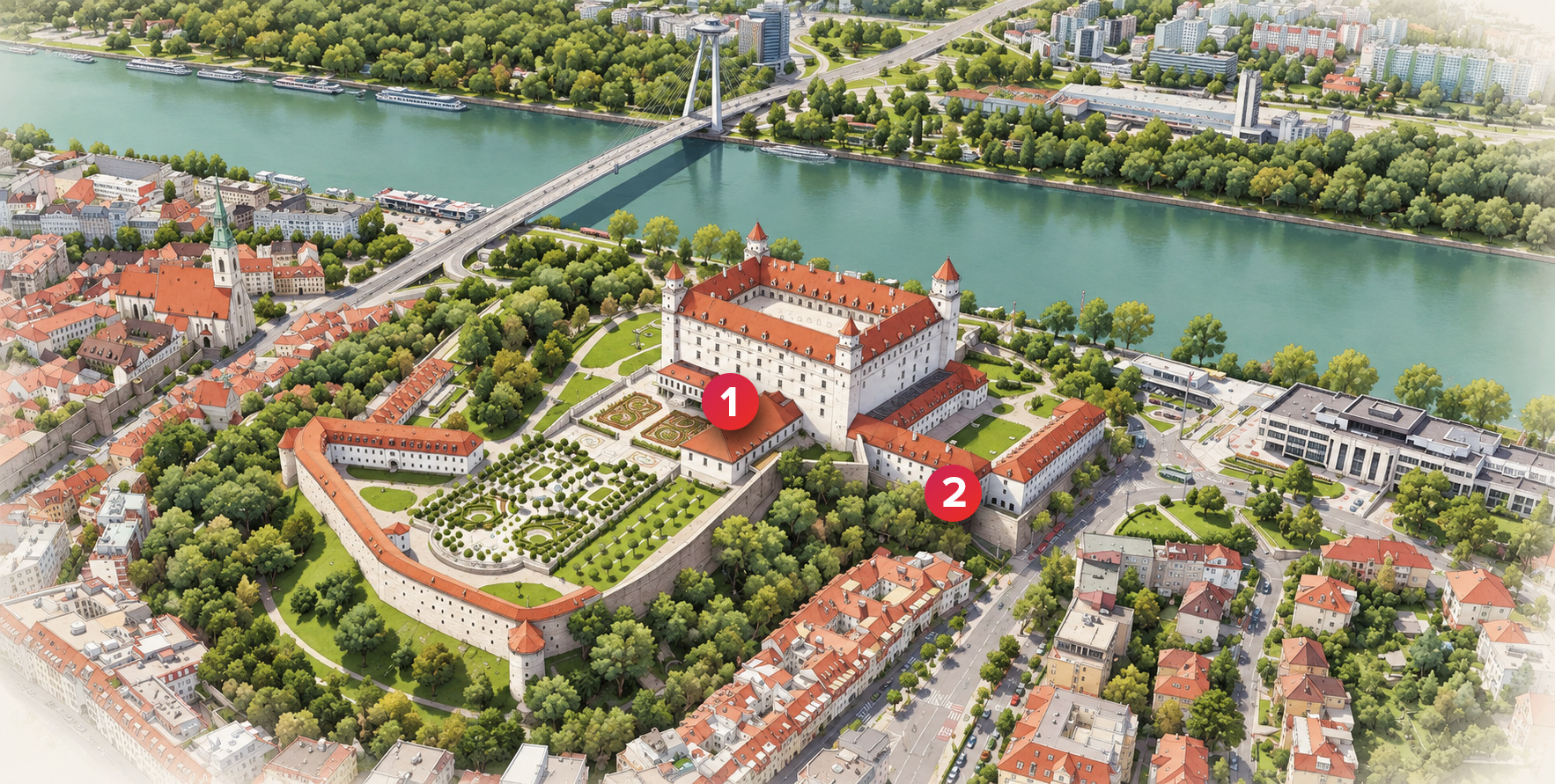 Mapa Bratislavského hradu – Zimná jazdiareň a Garáž HRAD